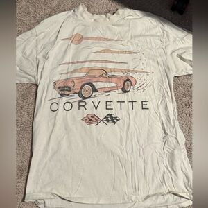 American Eagle Outfitters Cream Corvette Graphic Tee